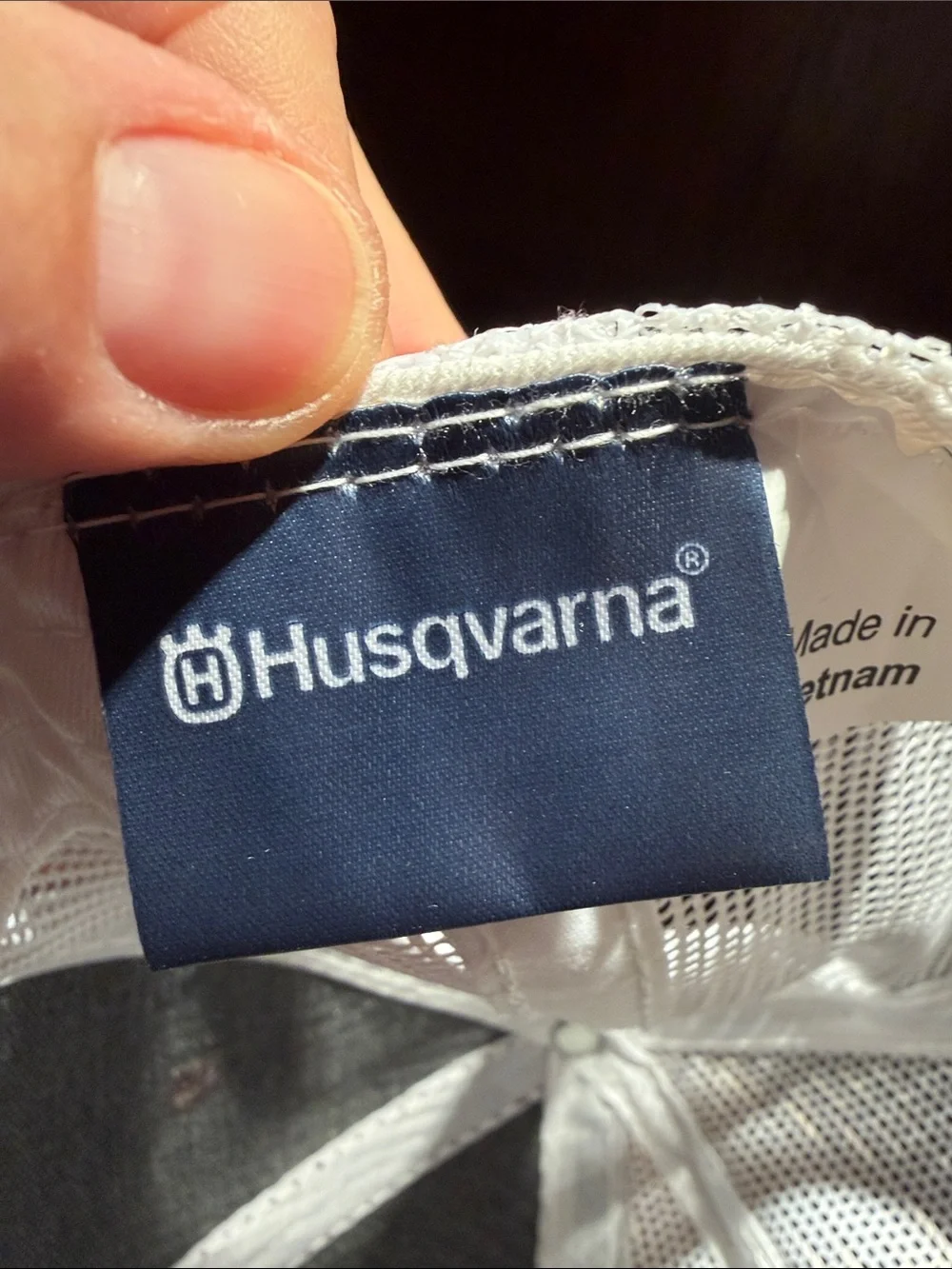 Husqvarna embroidered Men's Gray and White Mesh Trucker Cap